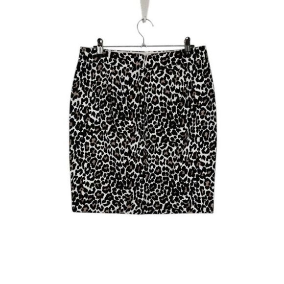 J. Crew The Pencil Skirt in Leopard Print Cream, black, brown, Knee Size 00 - Picture 2 of 9